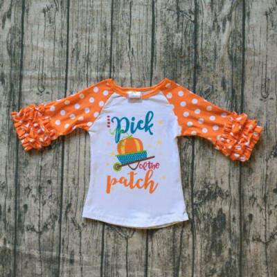 

US Halloween Infant Baby Girl Long Sleeve Pumpkin Print Ruffle T-shirt Clothes