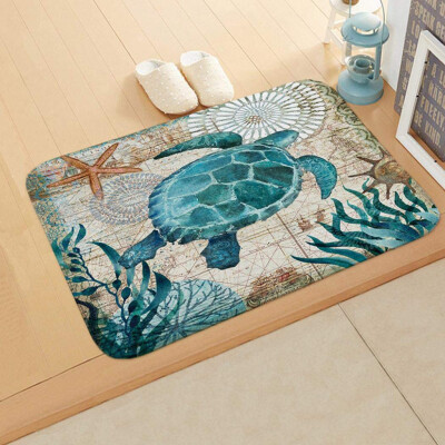 

Gobestart Sea Style Non Slip Toilet Polyester Cover Mat Set Bathroom Shower Mat