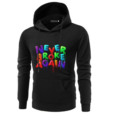 

Men Fashion Casual Hoodies Never Broke Again Printed Hoodies Loose Solid Color Sweatshirts Hoodies