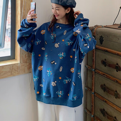 

2019 Kawaii Women Hoodie Dinosaur Printing Cute Cartoon Sweatshirts Female Thin Autumn Winter Clothes Korean Style Sweatshirt