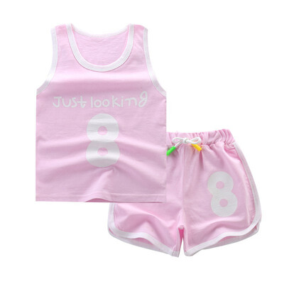 

Summer Short Sleeve Number Print Tops Vest Shorts Toddler Casual Outfits Sets for Baby Boys Girls