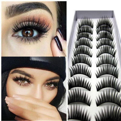 

1set10 pair Eyelashes Long 3d false lashes plastic cotton stalk makeup false eyelash Dropshipping