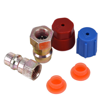 

14" AC R-12 to R-134a Retrofit Valve Quick Change Conversion Adapter HighLow Fitting AC System Caps Kit