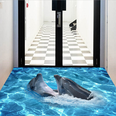 

3D Dolphin Self-adhesive Removable Wall Sticker Waterproof DIY Decals Floor Stickers For Bedroom Living Room Bathroom