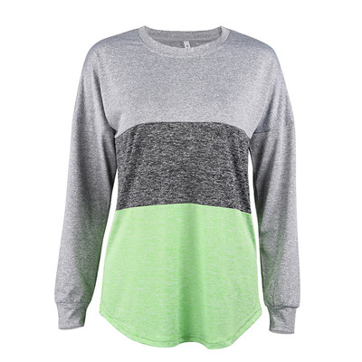 

2019 New Autumn Winter Sexy T-shirt Womens Round Neck Color Matching Long-sleeved T-shirt Fashion Women Tops Long Sleeve