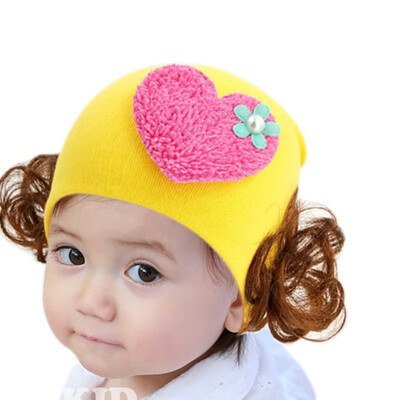 

2019 New Cute Toddler Kids Baby Girl Cute Flower Wig Design Winter Warm Hat Cap Headwear