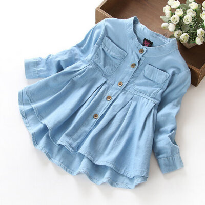 

Spring Autumn Fashion Kids Girls Demin Shirts Casual Soft Fabric Children Clothing Blouse Tops