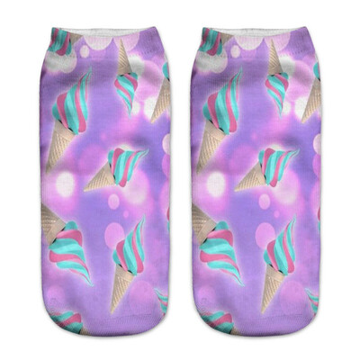 

1Pair Food Cartoon 3D Printing Socks Women Fashion Spring Summer Low Cut Ankle Short Socks Female Fresh Style