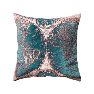 

1818Inch Fashion Modern World Map Square Throw Pillow Case Sofa Cushion Cover Home Decor