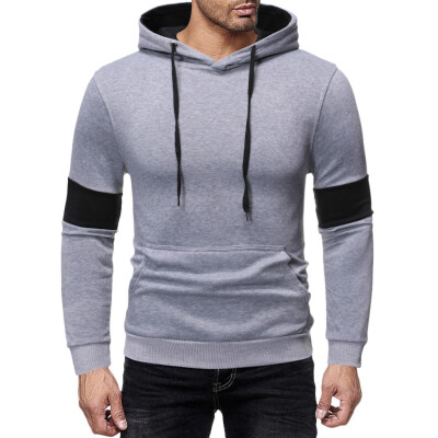 

Toponeto Men Autum Winter Long Sleeve Hooded Sweatshirt Patchwork Outwear Tops Blouse