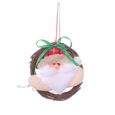 

Christmas Decoration Small Rattan Rings Cute Santa Snowman Elk Doll Hanging Ornament Xmas Tree Pendant 2020 New Year Decor