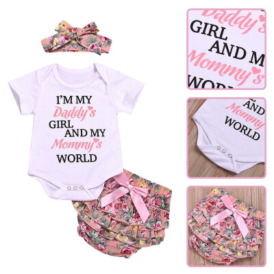 

Newborn Baby Girls Romper Tops Jumpsuit Tutu Pants Headband Outfits Clothes Set