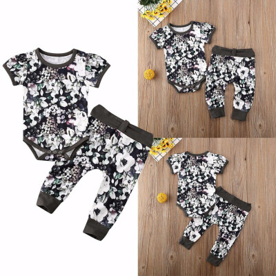 

Newborn Baby Girls Kid Short Sleeve Romper Jumpsuit Tops Pants Clothes Sets