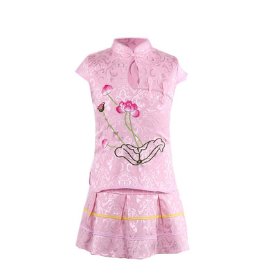 

Girls Clothing Sets 2019 Summer Cotton Vest Two-piece Sleeveless Children Sets Casual Embroidered Lotus Girls Clothes
