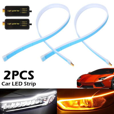 

2pcs 60mm Length Daytime Running Strip Ultra Thin Double Color Car Soft Tube LED Strip DRL Flowing Turn Signal Lamp