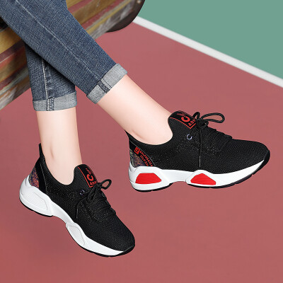 

Lycra Kington LAIKAJINDUN Fashion Joker Korean Womens Flat with low cut lace color casual running shoes 6622 Black 36