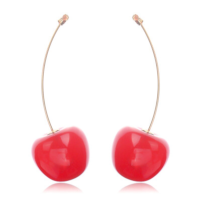 

Women Fashion Cute Simulation Red Cherry Drop Earrings Creative Bohemian Style Ear Studs Girls Jewelry