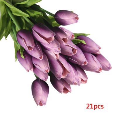 

21 mini tulips real touch wedding flower bouquet artificial silk flowers for home party decoration