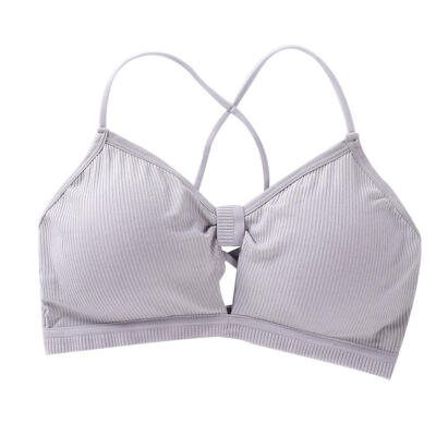 

Women Spaghetti Strap Hollow Bra Padded Wireless Stretch Sports Bra Top