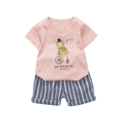 

Fashion Summer Cartoon Baby Boy Girl Short Sleeve T-Shirts Shorts 2pcsSet