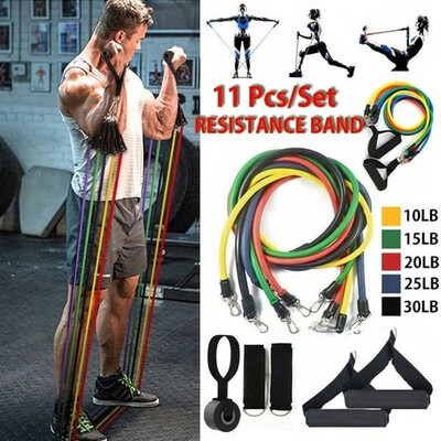

Fitness Rubber Loop Tube Set Yoga Exercise Resistance Bands Gym Pilates Yoga Brick Workout Men Bands