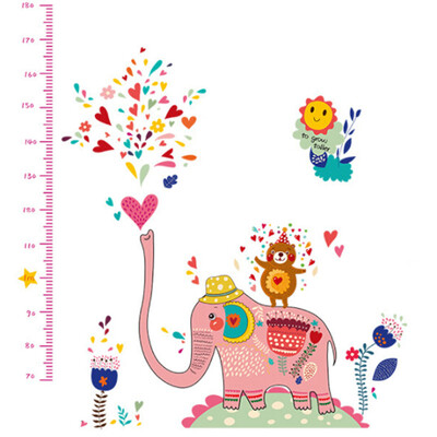 

Kids Height Wall Stickers Cartoon Animals Elephant Spray Water Wall Stickers Height Chart Removable