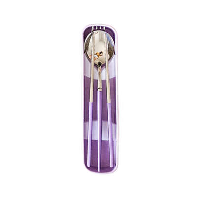 

1SET Cool Color Stainless Steel Tableware Set Spoon ChopstickKorean Sweet Adult Students Portable Dinnerware Set