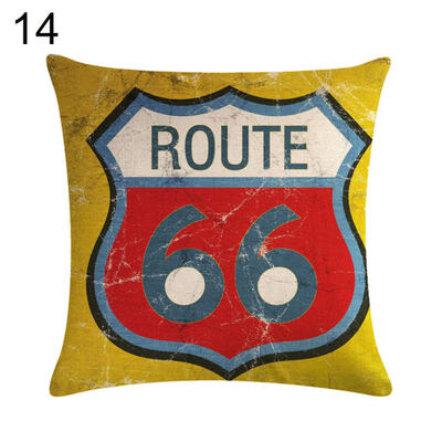 

Vintage Route 66 Linen Pillow Case Soft Cushion Cover Sofa Home Office Decor