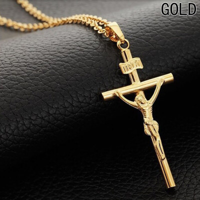 

Women Men Cross Necklace Jewelry 18K Real Gold Silver Plated Chain Jesus Cross Pendant Necklace Jewelry Gifts