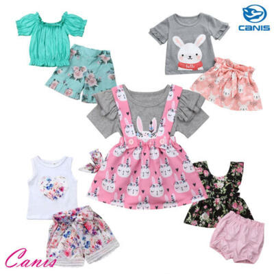 

UK Toddler Baby Girl Floral Dresses Easter Rabbit Strap Summer Princess Sundress