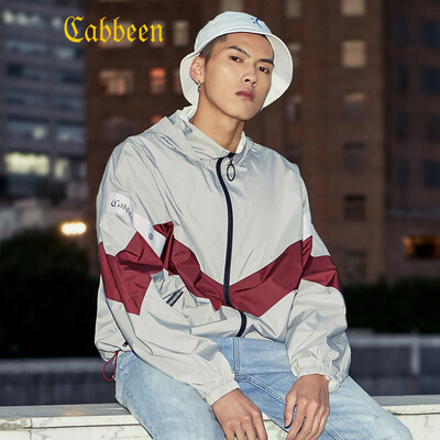 

Carbine mens fashion sports hooded jacket simple stitching jacket top 2019 spring new tide brand H medium gray 48170M