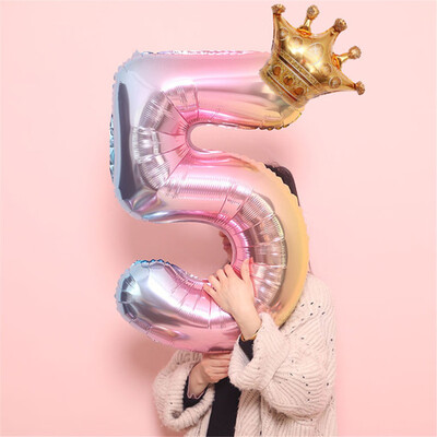 

JPGIF Crown Number Foil Balloons Number Ballon Happy Birthday Party Decoration 32 Inch