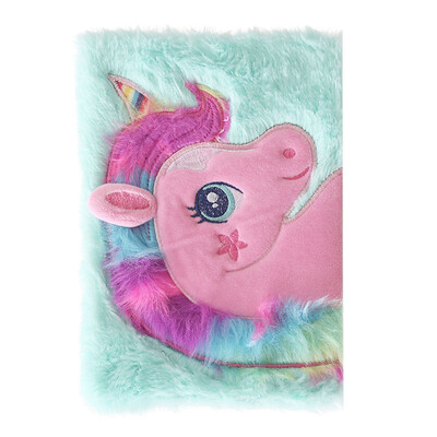 

Girls Boys Plush A5 Notebook Diary 3D Cute Unicorn Animal Designs 80 Pages