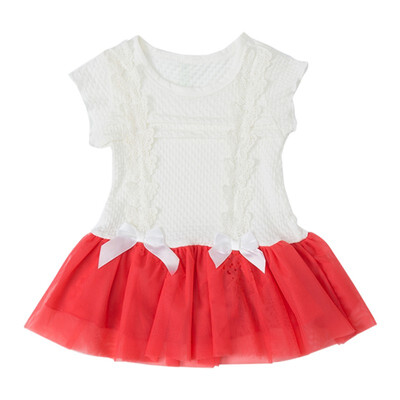 

Summer Kids Girls Casual Short Sleeve Bowknot Design Dress Costume Baby Children Mesh Dresses
