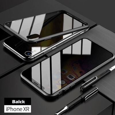 

iPhone Glass CaseSlim Bumper Magnetic Adsorption Installation Anti-Scratch Aluminum Metal with Double Screen Protector Cover