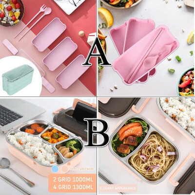 

90010001300 ML Spoon Dinnerware Bento Box Food Storage Container Eco-Friendly Lunch Box Portable Stainless Steel Bento Box