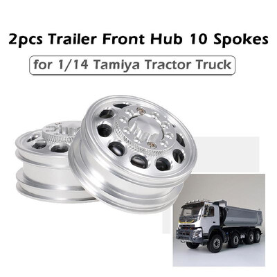 

2pcs Trailer Rear Hub Aluminum Alloy Rim 10 Spokes for 114 Tamiya Tractor Truck RC Climber Trailer