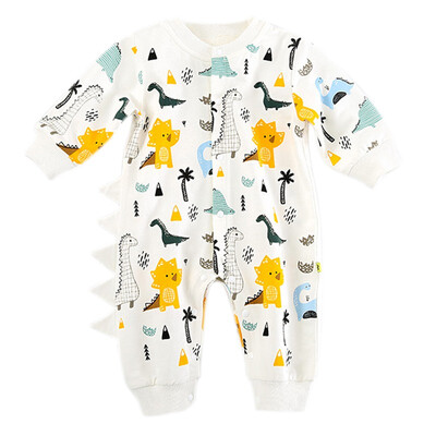 

Spring Autumn Winter Newborn Baby Boys Girls Romper Cute Dinosaur Long Sleeve Warm Clothes Hooded Jumpsuit