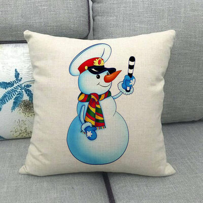 

1pcs Christmas Sofa Pillow Case 3d Snowman Cushion Cover Flax White Lovely