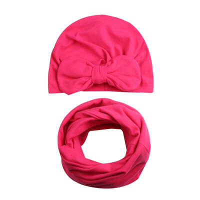 

Childrens Bow HatScarf Set Autumn Winter Warm Scarf For Baby Boy Girl New Toddlers Soft Cotton Caps 0-7Y