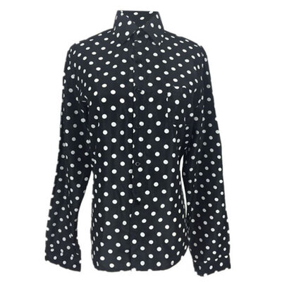 

Women Casual Blouses Summer Lady Polka Dots Vintage Style Blouse Long Sleeve Turn Down Collar Clothing Blusas Shirt
