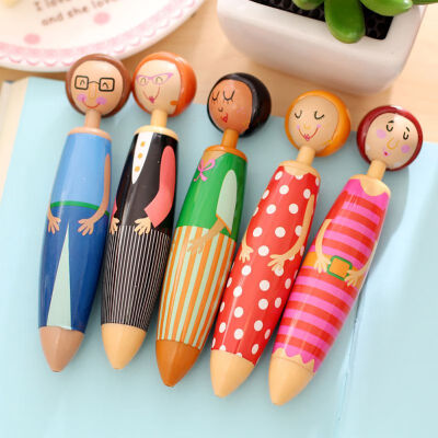 

Small Decoration 1pcs 05mm Cute Cartoon Doll Shape Plastic Student Pen Writing Pen For School