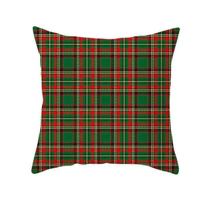 

2020 New Merry Christmas Xmas Gift Green Plaid Designed Pillowcase Santa Claus Cushion Cover Home Decor 18 X1 8 Inch