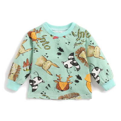 

Autumn Toddler Baby Boy Girl Long Sleeve Cartoon Print T-Shirts Kids Tops Tees Casual Blouse Sleepwear