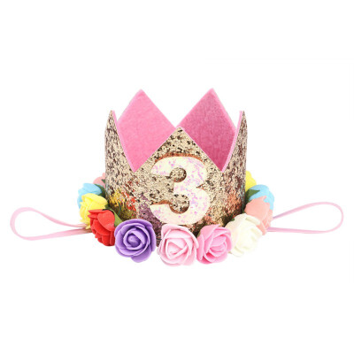

Baby hat Princess Baby Girl Birthday Party Hat Flower Crown Party Headband Gold Hairband Hair Accessories For Photography Props