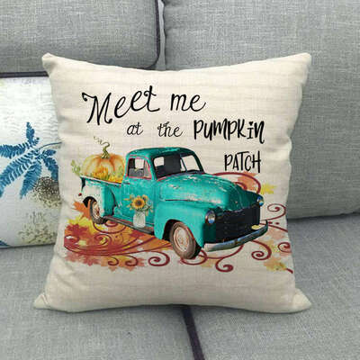 

Halloween Thanksgiving Cotton Linen Pillow Case Pumpkin Pillow Set Pumpkin Truck Maple Leaf Cushion Cover