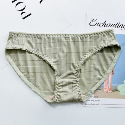 

2019 New Women Panties Fashion Sweet Ladies Thin Seamless Plaid Mid-Waist Underwear Comfortable Breathable Plaid Printed Briefs
