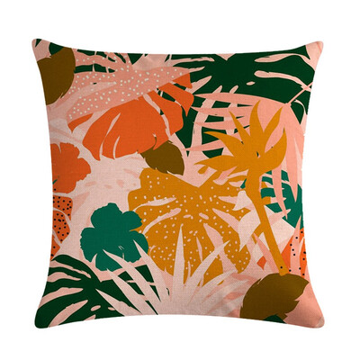 

Flax Pillow Case Cover Tropical Plants Throw Sofa Cushion Cover Home Decor