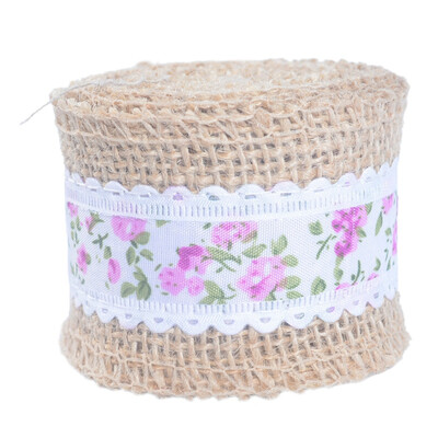 

Diy Vintage lace Printed Burlap Ribbon Roll Lace Decorative Hemp Rope Christmas Wedding Craft Lace Ribbon