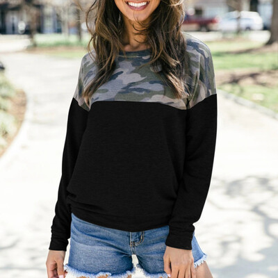 

Tailored Womens Long Sleeve O Neck Camouflage Printed Elegant Sweatshirt Jumper Tops